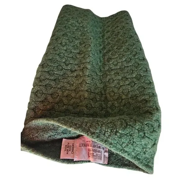Aran Sweater Market 100% Pure New Wool Neck Warmer Snood Scarf Honeycomb Green - Picture 2 of 5